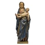 A Southern Netherlandish polychrome oak figural group depicting the Virgin and Child, possibly