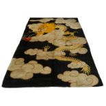 A European wall carpet, in the Chinese taste, early to mid 20th Century, the black ground with
