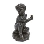 Aimé-Jules Dalou, French, 1838-1902, a bronze entitled 'Enfant assis. Etude pour le Monument aux