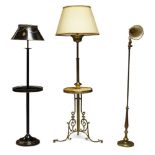 A Victorian style gilt metal and onyx standard lamp, second half 20th Century, with circular onyx