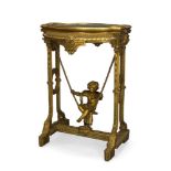 A Louis XVI style gilt and gesso mirror topped jardiniere stand, early 20th Century, the