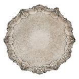 A Victorian Scottish silver salver with shaped shell and scroll perimeter, Edinburgh, c.1839, Robb &