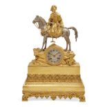 A Restauration ormolu and silvered mantle clock, c.1815-30, modelled in the form of a Turkish