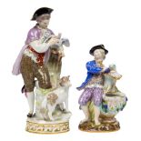 A Meissen porcelain figure, 19th century, modelled as a man with a bird and lamb, to a