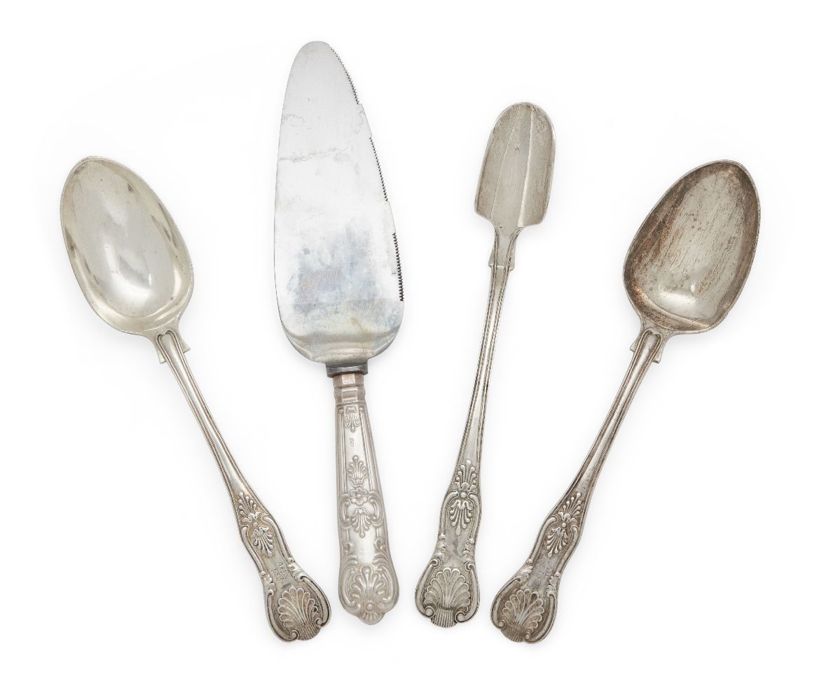 A Victorian silver stilton scoop, London, c.1840, Charles Lias, with King's pattern handled and