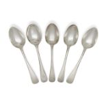 A harlequin set of old pattern silver dessert spoons, comprising: six London, c.1894, Josiah