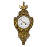 A French gilt-bronze cartel clock, early 20th century, the case with flambeau urn finial, mounted