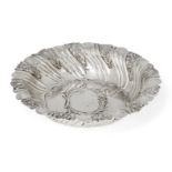 A George IV silver centre bowl, London, c.1828, Rundell, Bridge & Rundell, the shaped, crimped rim