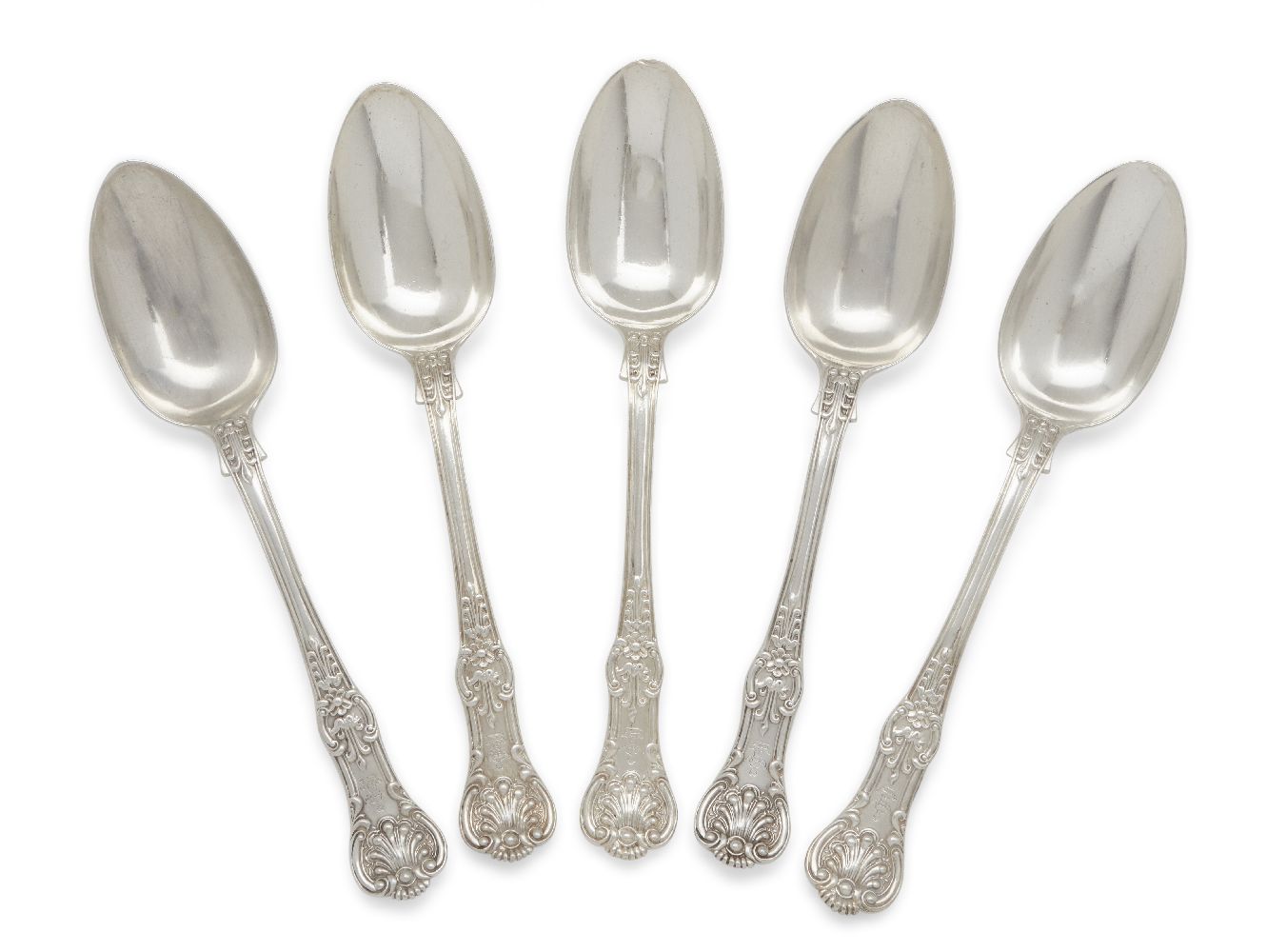 A set of Victorian silver table spoons, London, c.1855, John James Whiting, comprising twenty one