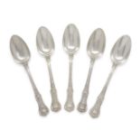 A set of Victorian silver table spoons, London, c.1855, John James Whiting, comprising twenty one