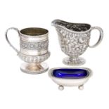 A George III repousse silver cup, London, c.1813, Rebecca Emes & Edward Barnard I, raised on a