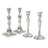 A pair of Victorian silver candlesticks, Sheffield, c.1892, Mappin & Webb, the square bases with