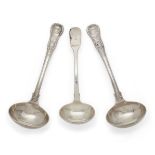 A pair of Irish silver sauce ladles, Dublin, c.1827, Thomas Farnett, of king's pattern design with