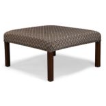 A mahogany and upholstered stool, late 20th Century, the square seat with geometric pattern