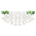 A large set of thirty-two graduated Saint Louis hosting glasses, comprising: eight large wine