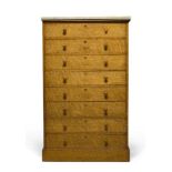 A Victorian birds eye maple chest of drawers, with rectangular white marble top above eight drawers,