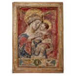 A Paduan or Florentine polychrome and gilt stucco relief of the Virgin and Child, late 15th century,