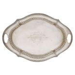 An Edwardian silver tray, Sheffield, c.1906, Cooper Brothers & Sons Ltd, the shaped gadroon rim to