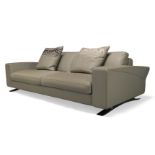 Roche Bobois, a modern cream leather sofa, of recent manufacture, with loose back and seat