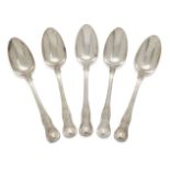 Sixteen George IV Irish silver table spoons, Dublin, c.1828, Thomas Farnett, the spoons of King's
