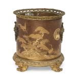 A French ormolu-mounted Japanese lacquer cache-pot, the lacquer Edo period (18th century), the