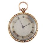 A 19th century gold and enamel open face key-wind pocket watch by Bautte & Moynier, the silvered