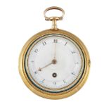 An 18th century English pair case and enamel verge pocket watch, the white enamel dial with Arabic