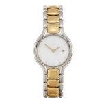A diamond-set, two colour 'Beluga' quartz wristwatch by Ebel, the white circular dial with single-