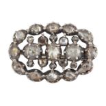 A late 18th century diamond brooch, of oval openwork design set with rose cut diamonds throughout,