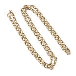 A 9ct. gold necklace, of belcher link design, London hallmarks 1976, approx. 22.0g, length 62.
