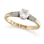 A diamond single stone ring, the old brilliant-cut diamond in claw mount to single-cut diamond three