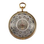 An 18th century Swiss silver verge, calendar pocket watch, the silver champleve dial with black