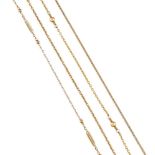 Four neck-chains, comprising: three fine belcher-link, including one with bead and seed pearl