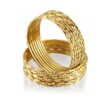 Fourteen bangles, of matching geometric hoop design, internal diam. 5.6cmapprox. total weight 164.0g