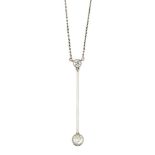A diamond two stone pendant necklace, the old-brilliant-cut diamond single stone drop to knife