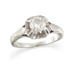 A diamond single stone ring, the brilliant-cut diamond, weighing approximately 0.55 carats, in