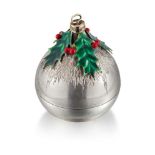 A parcel-gilt, silver and enamel Christmas tree bauble by Stuart Devlin, the cover with applied