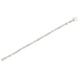 A platinum and diamond bracelet, each link with central graduated brilliant-cut diamond three