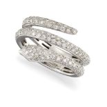 A diamond ring, of coiled serpent design, the front pavé set with brilliant-cut diamonds, ring