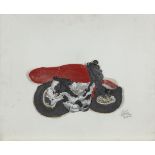 César (César Baldaccini), French 1921-1998- Untitled (Motorbike), 1975; mixed media on board, signed