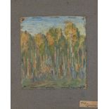 Sergej Aleksandrovic Luciskin, Russian 1902-1989- Forrest; oil on canvas stuck down on card,