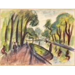 Friedrich Feigl, Czech 1884-1965- Berlin, Tiergarten, 1926; gouache, charcoal and watercolour,