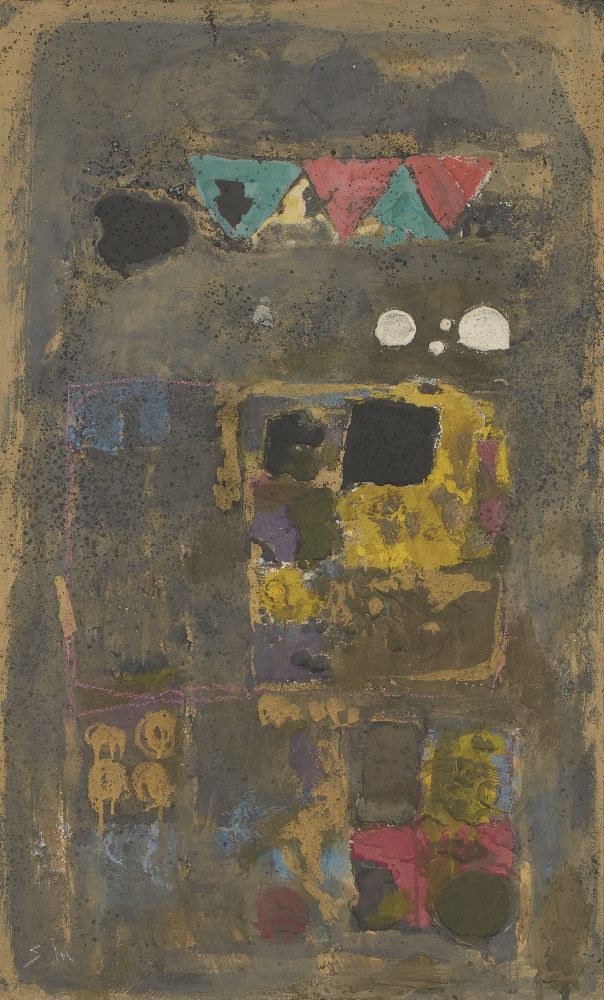 Shozo Mikame, Japanese 1928-2009- Ritual, 1988; oil and mixed technique on canvas, signed lower