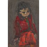 Vassyl Khemeluk, Ukrainian 1903 - 1986- Petite fille en rouge, 1952; oil on canvas, signed and