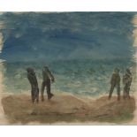 Jens Søndergaard, Danish 1895 - 1957- Figures on the beach, 1952; watercolour, signed and dated 27.