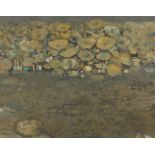 Shozo Mikame, Japanese 1928-2009- The Fabled Marsh (Ancient Lotus), 1980-1; oil and mixed