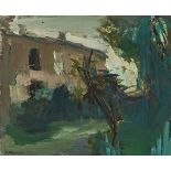 Vassyl Khemeluk, Ukrainian, 1903 - 1986- Jardin et vieille maison, 1954; oil on canvas, signed