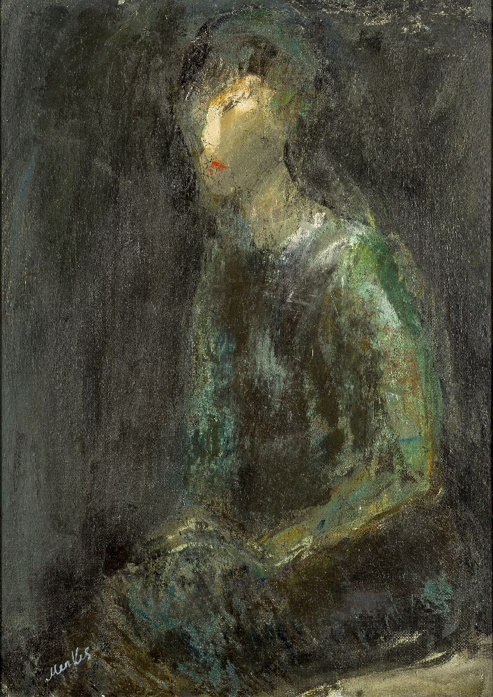 Zygmunt Sigmund Menkes, Polish 1896-1986- Portrait of a woman; oil on board, signed lower left, 69 x