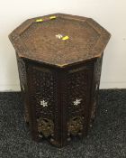 A late 19th century North African octagonal coffee table