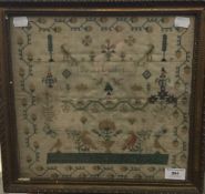 A 19th century sampler by Sarah Lambert,